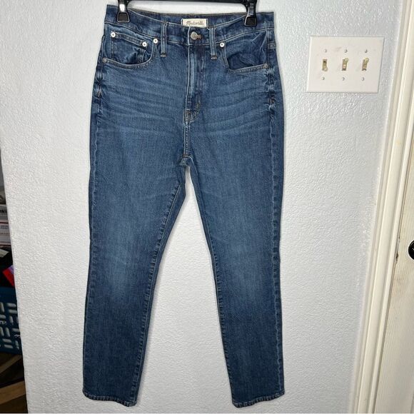 Madewell The High Rise Slim Boyjean Denim Dark Was Blue Women’s Jeans Sz 28 - Picture 2 of 13